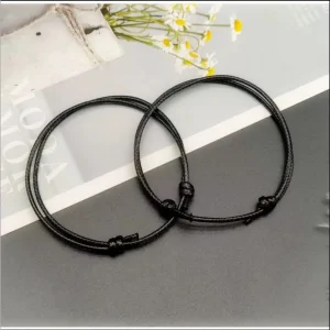 Gelang Pria Tali Korea 2mm Hitam Knot Casual Keren Distro Terbaru
